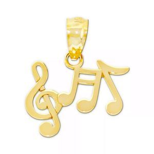 Real 10K Gold Music Notes Charm Pendant New